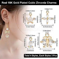 12шт 3 стильные латунные подвески из кубического циркония KK-BBC0011-55