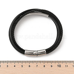 Плетеные кожаные многорядные браслеты для мужчин BJEW-Z081-12P