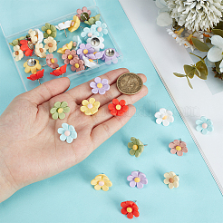 40 шт. 8-х цветные кнопки для рисования в виде цветочной смолы&nbsp;AJEW-DR00044