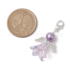 Подвеска из акрила и стеклянного жемчуга «ангел»&nbsp;HJEW-JM02364-01