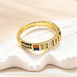 Регулируемые латунные кольца с микропаве из кубического циркония для женщин&nbsp;RJEW-H247-10G