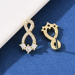 Серьги-гвоздики с микропаве из прозрачных кубических цирконий в форме бесконечности&nbsp;EJEW-F400-13G
