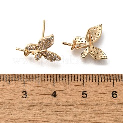 Стойка покрытие латунь микропаве кубический цирконий гвоздики серьги фурнитура EJEW-H143-02G