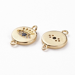 Соединители звеньев из латуни с прозрачным микропаве и кубическим цирконием в королевском синем цвете&nbsp;KK-C100-40G