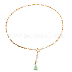 Звезда сплав кабель цепь с пластиковыми жемчужными бусинами аквамарин кисточка цепи на талию живот FS-WG4037F-01