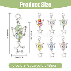 48 шт. 6-х цветные прозрачные гальванические стеклянные подвесные украшения HJEW-CA00071