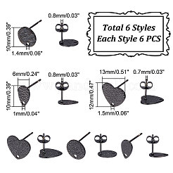 36 шт. 6 шт. фурнитура для сережек-гвоздиков из нержавеющей стали 304 STAS-UN0045-19