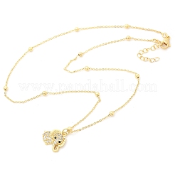 Ожерелья с подвеской из латуни с микропаве и прозрачным кубическим цирконием для женщин NJEW-M084-02G-04