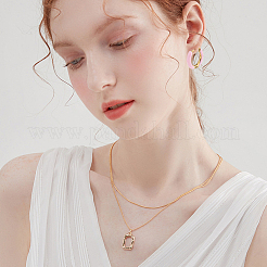 Ионное покрытие (ip) 9 пара двухцветных эмалевых серег-колец Huggie Hoop EJEW-DC0001-30