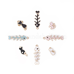 Эмалевые подвески из сплава кошек и рыб&nbsp;ENAM-X0017-04