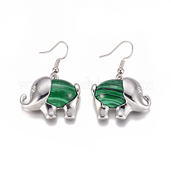 Серьги из синтетического малахита EJEW-K080-B04