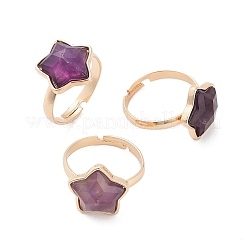 Звездный натуральный аметист регулируемые кольца RJEW-H241-01G-03