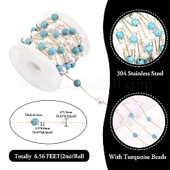 Цепи с круглыми звеньями из синтетической бирюзы и стекла CHS-TA0001-49