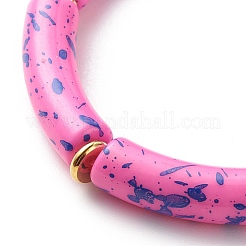 Эластичный браслет из бусин из изогнутой акриловой трубки&nbsp;BJEW-JB08443-04