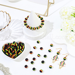 200 шт. бусины из смолы в полоску в стиле регги в стиле Гана-Ямайка&nbsp;RESI-SP0001-54B