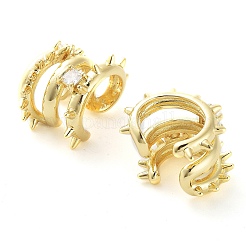 Женские серьги-каффы из латуни с микропаве и цирконием EJEW-D086-11G