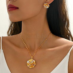 Комплекты из винтажных латунных серег-гвоздиков и ожерелий с подвесками в виде цветов для женщин&nbsp;EL3968