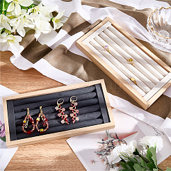 2 шт. 2-х цветные прямоугольные деревянные подносы с бархатным покрытием для колец ODIS-BBC0001-04