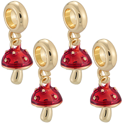 8 шт. латунные красные эмалевые подвески в виде растений в европейском стиле&nbsp;OPDL-BBC0001-03G-02