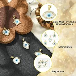 5 шт. 5 стиля латунные подвески с микропаве и кубическим цирконием&nbsp;KK-CJ0003-45