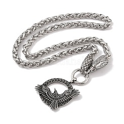 304 нержавеющая сталь пшеничная цепь ворон викинг хюгинн мунинн подвеска ожерелья для мужчин NJEW-K278-07AS