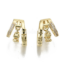 Латунные серьги-манжеты из прозрачного кубического циркония EJEW-S201-237G-NR