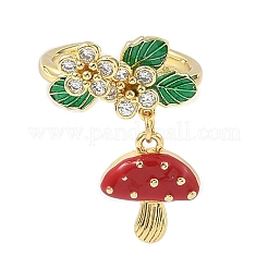 Латунные микро проложить манжеты кольца кубического циркония RJEW-A069-04G