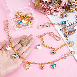 3cs красочный сердечный брелок алюминиевый кабель цепочка сумка декоративные цепи HJEW-NB00270