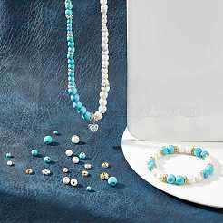 Синтетические бирюзовые и магнезитовые круглые бусины TURQ-SC0001-04