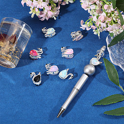 8 шт. 8-цветные бусины из сплава с микропаве из кубического циркония&nbsp;ALRI-CA0001-15