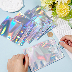100 шт. прямоугольные пластиковые блестящие голографические пакеты с застежкой-молнией&nbsp;OPP-SP0001-03B