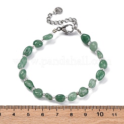 Женские браслеты из натурального зеленого авантюрина с бусинами G-P563-07P-23