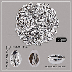 100 шт. гальванизированные натуральные бусины из ракушек каури&nbsp;BSHE-LT0001-05B
