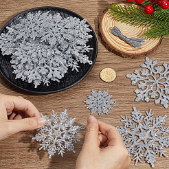 36шт снежинка пластиковая подвеска украшения&nbsp;DIY-CP0013-33B