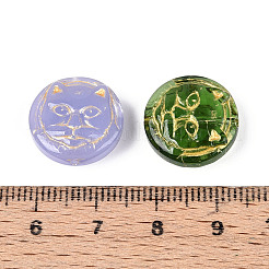 Плоские круглые стеклянные бусины в форме кошек GLAA-T025-47M