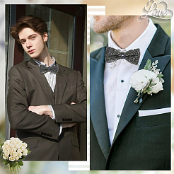 1шт полиэстер со стразами галстуки-бабочки для жениха&nbsp;AJEW-SP0003-32A