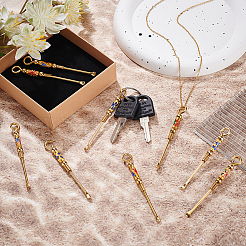 9 шт. 3-х цветные латунные эмалевые ушные палочки AJEW-OC0004-74