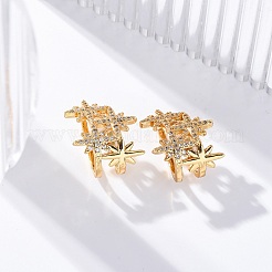 Серьги-манжеты из латуни с микропаве из прозрачных кубических цирконий для женщин EJEW-C125-30G