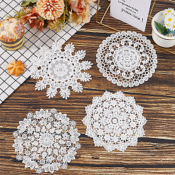 8 шт. 4 стиля подставки под стаканы с цветочной вышивкой из полиэстера AJEW-CN0003-12