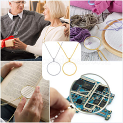 2 шт. 2 цвета плоские круглые стеклянные увеличительные подвески-ожерелья&nbsp;NJEW-SP0001-02