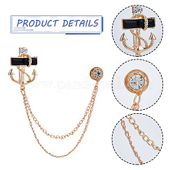 4 шт. 2-цветные броши-цепочки с подвесками в виде якоря из струящихся струящихся страз JEWB-GF0001-38