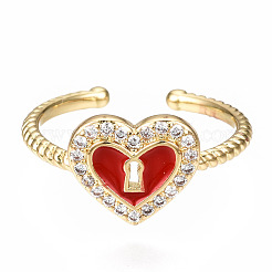 Латунные кольца из манжеты с прозрачным цирконием&nbsp;RJEW-N035-031-NF