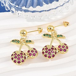 Латунные кубического циркония серьги болтающийся&nbsp;EJEW-Q036-07G