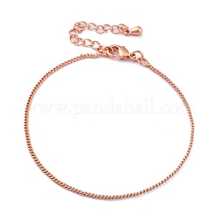 Регулируемая стойка покрытие латунь панцирные браслеты цепи для женщин&nbsp;BJEW-G735-18RG