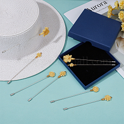 8 шт. 4 стиля цветочных латунных брошей&nbsp;JEWB-BC00006