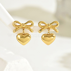 Стильные серьги-гвоздики в форме бабочки из нержавеющей стали 201 с кисточкой в форме сердца&nbsp;XV0510-2