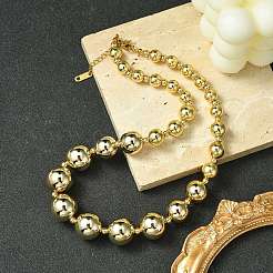 Ожерелье из градуированных бусин из нержавеющей стали 304 для женщин NJEW-G157-04G