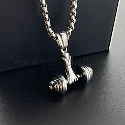 Мужские ожерелья с подвесками в виде гантелей и штанги в стиле панк из нержавеющей стали 304 в стиле хип-хоп MF4714