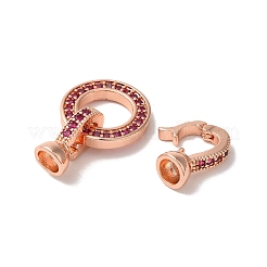 Покрытие стойки круглое кольцо латунь микропаве фианиты складные застежки&nbsp;KK-F873-22RG-02A