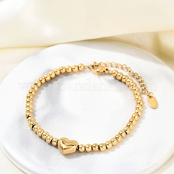 Браслеты из нержавеющей стали 304 с бусинами для женщин&nbsp;BJEW-B108-01G